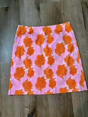 Women’s Vineyard Vines Cotton Blend Pink/Orange Coral Pattern Skirt - Size 2